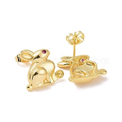 Orecchini a bottone in ottone micro pavé di zirconi cubici a sinistra e a destra&nbsp;KK-I663-08G
