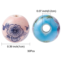 Cuentas de porcelana hechas a mano impresos&nbsp;PORC-YW0001-04