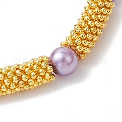 Schneeflocken-Abstandshalter aus Legierung und elastische Glasperlenarmbänder für Damen&nbsp;BJEW-JB11803-01