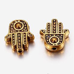 Lega di hamsa in stile tibetano mano / mano di fatima / mano di perle di miriam&nbsp;TIBEB-7722-AG-RS
