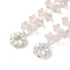 Chaîne de sécurité européenne en laiton rose avec pompon et zircone cubique&nbsp;KK-A236-06S-02