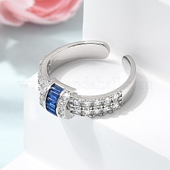Bagues ouvertes en laiton avec micro pavé de zircones cubiques pour femmes&nbsp;RJEW-L343-04P