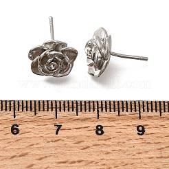 Orecchini a bottone in ottone con fiore&nbsp;EJEW-P322-06A-P