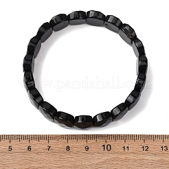 Pulseras elásticas unisex con cuentas de ágata negra natural teñidas y calentadas.&nbsp;G-K303-01A