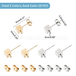 40 pieza de accesorios para pendientes de acero inoxidable 304 de 2 colores&nbsp;STAS-UN0044-56