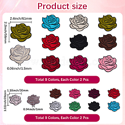 36 Stück 18 Stile Rosenform Stoff zum Aufbügeln bestickter Patches&nbsp;DIY-CY0001-21