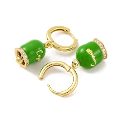 Boucles d'oreilles créoles cloche en laiton et émail pour femme&nbsp;EJEW-U015-25G-C