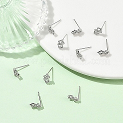 Boucles d'oreilles puces en laiton Shegrace avec micro-pavé de zircon cubique transparent&nbsp;XGRQ4N558-729P