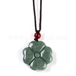 Halsketten mit Kleeblatt-Anhänger aus natürlichem Jadeit&nbsp;NJEW-F321-01