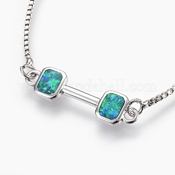 Pulseras bolo de ópalo sintético ajustable con tema deportivo&nbsp;BJEW-F356-02-P