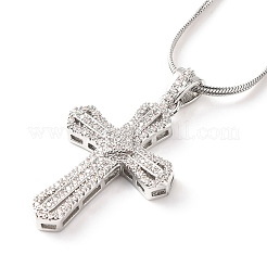 Colliers pendentif croix en laiton micro pavé clair zircone cubique&nbsp;NJEW-K273-03P
