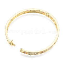 Bracelet jonc à charnière œil de cheval en zircone cubique&nbsp;BJEW-G651-07G-04