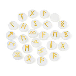 Messing ältere Futhark Alphabet eingraviert Symbol flach rund Opalit Runensteine&nbsp;G-I373-01O