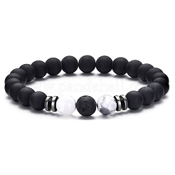 Bracelets extensibles en perles d'obsidienne naturelle&nbsp;AC1855-1