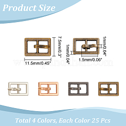 100 Stück 4 Farben Mini-Legierung Center Bar Schnallen-Sets&nbsp;FIND-NB0004-04