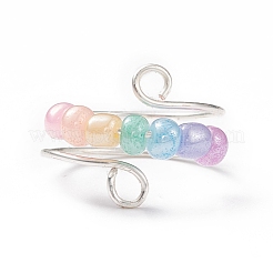 Anello polsino con perline rotanti con semi di vetro&nbsp;RJEW-JR00511-05