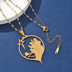 Colliers pendentifs en acier inoxydable 201 avec étoile creuse et prière pour le Ramadan et l'Aïd Moubarak&nbsp;NJEW-D318-04G
