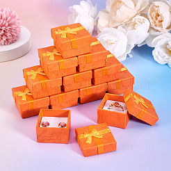Quadratische Geschenkboxen aus Papier für Schmuckringe mit Schleife&nbsp;CON-TAC0010-80A
