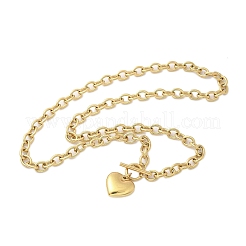 Colliers à chaîne en acier inoxydable 304 avec pendentif en forme de cœur pour femmes&nbsp;NJEW-C084-05G