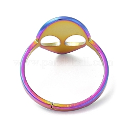 Anello regolabile con faccia aliena in acciaio inossidabile 304 placcato ionico (ip) per donna&nbsp;RJEW-M149-13RC