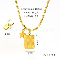 Collane con ciondolo a forma di rettangolo e stella a scacchi in acciaio inossidabile 304 per donna&nbsp;WG3A458-01