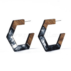 Pendientes de medio aro hexagonales para mujer&nbsp;EJEW-N017-006A