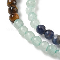 Chakra natürlicher roter Jaspis & gelbe Jade & grüner Aventurin & Tigerauge & Sodalith & Amethyst Perlenstränge&nbsp;X-G-NH0002-E02-4mm