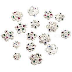 16 pièce 8 styles de capuchons de perles en laiton micro pavé de zircone cubique&nbsp;ZIRC-TA0001-23S
