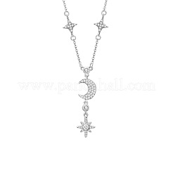 Stern & Mond 925 Sterling Silber Micro Pave klare Zirkonia Anhänger Halsketten&nbsp;WG720FB-01
