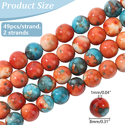2 Strang synthetische ozeanweiße Jade-Rundperlenstränge&nbsp;G-ME0001-30