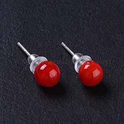Boucles d'oreilles rondes en lampwork&nbsp;EJEW-F247-01
