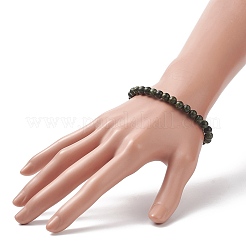 Bracelet extensible en perles rondes en serpentine naturelle&nbsp;BJEW-JB07554-02