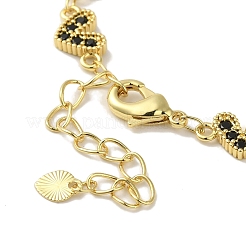 Braccialetti da donna con catena a maglie a forma di cuore in ottone placcato con micro pavè di zirconi cubici&nbsp;BJEW-P323-09G