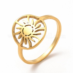 Anello da dito a forma di sole cavo in acciaio inossidabile 201 per donna&nbsp;RJEW-K239-09G