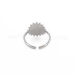 Bague ouverte ronde plate en acier inoxydable 304 anti-ternissement avec initiale pour homme et femme&nbsp;RJEW-S405-246P-Q