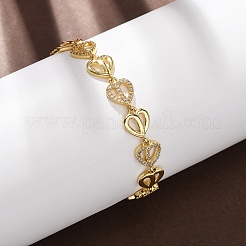Armbänder aus Messing mit Mikropavé-Fassung und klaren Zirkonia in Herzform für Damen&nbsp;BJEW-F530-07G