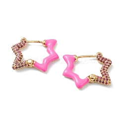 Orecchini a cerchio huggie in zirconi cubici micro pavè di ottone&nbsp;EJEW-L234-068G