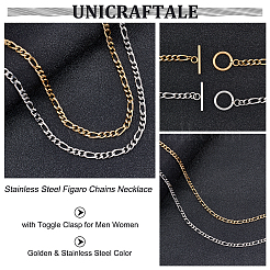 4 collar de cadena Figaro de acero inoxidable 304 de 2 colores&nbsp;NJEW-UN0001-33
