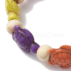 Barzellette elasticizzate con perline turchesi sintetiche color tartaruga da spiaggia&nbsp;BJEW-JB10296-01