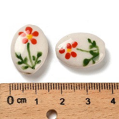 Handgefertigte Porzellanperlen mit Blumenmotiv&nbsp;LAMP-D303-06E-03