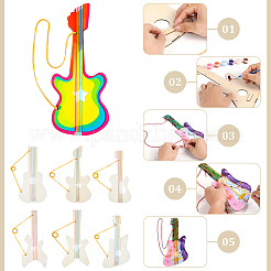 12 Stück 6 Stile unvollendete Holzgitarrenanhänger für Malkunst&nbsp;WOOD-ME0001-22