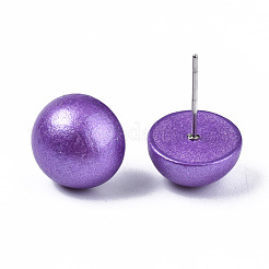 Pendientes de madera de schima medio redondos perlados para niña mujer&nbsp;EJEW-N048-001-08