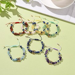 Braccialetto di perline intrecciate con pietre preziose naturali regolabili&nbsp;BJEW-JB09058
