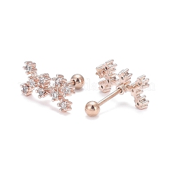 Latón micro pave aretes de circonita cúbica transparente&nbsp;EJEW-F258-01B-RG