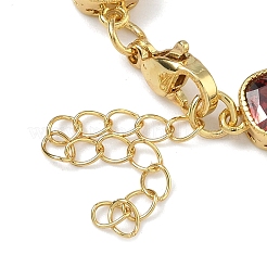 Quadratische Gliederarmbänder aus Messing mit Zirkonia-Pavé für Damen&nbsp;BJEW-P385-08G-02