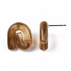 Orecchini a bottone in resina trasparente&nbsp;EJEW-T012-01-B02