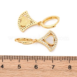 Pendientes de aro con circonita cúbica transparente y micropavé de latón con forma de abanico y corazón&nbsp;KK-D363-13G