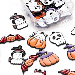 28 piezas 7 estilo halloween tema electroforesis negro aleación esmalte colgantes&nbsp;ENAM-LS0001-52