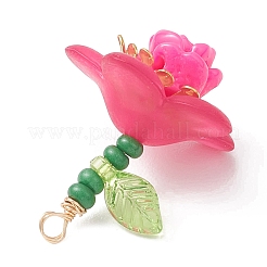 Pendenti a forma di rosa con perline di vetro&nbsp;PALLOY-MZ01231-01