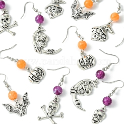 Boucles d'oreilles pendantes en alliage et acrylique imitation jade sur le thème d'Halloween&nbsp;EJEW-FS00004
